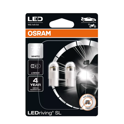 OSRAM - 2 Stk. LED-Lampen W2.1x9.5d 12 V weiss 6’000 K 2825DWP/2BL - Hischier Auto AG