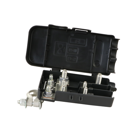 Batterieklemme mit Sicherungsplätzen, schwarz MEGA 0300839 - Hischier Auto AG