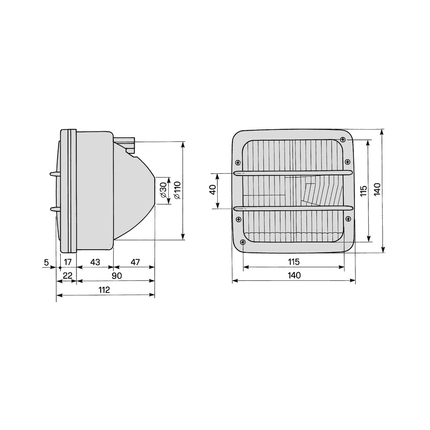 COBO - Einbauscheinwerfer schwarz