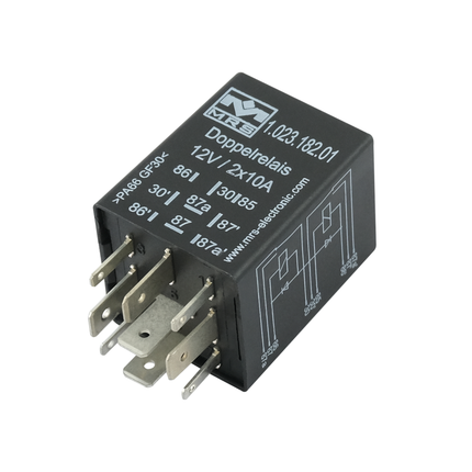 Doppelrelais 12 V 2x 10 A, mit Löschdiode, Wechsler