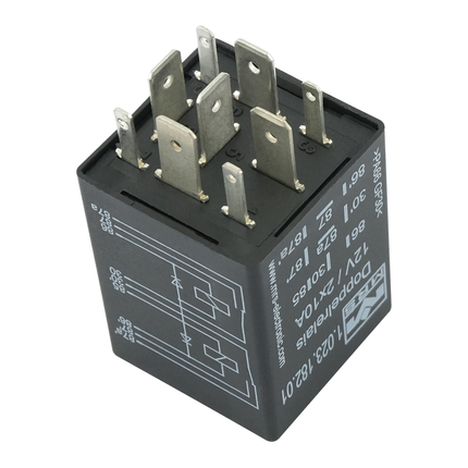Doppelrelais 12 V 2x 10 A, mit Löschdiode, Wechsler