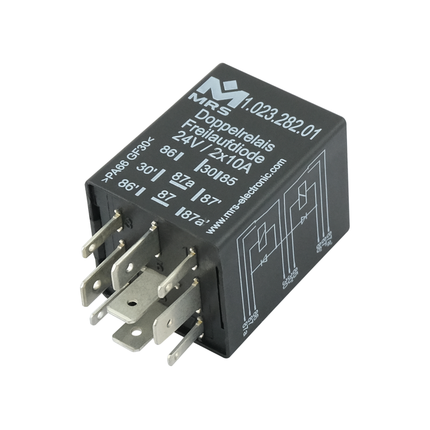 Doppelrelais 24 V 2x 10 A, mit Löschdiode , Wechsler