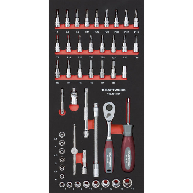 Steckschlüsselsatz 1/4 46-tlg. 20x40 Einlage 105.401.001 - Hischier Auto AG