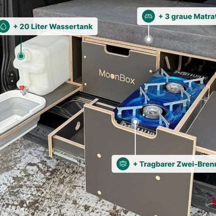 Moonbox Campingbox mit Tisch Van/Bus 124cm Modify Dunkelgrau Moonbox