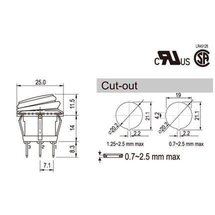 Schalter rund mit LED grün Ein-Aus 12/24V