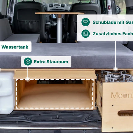 Moonbox Campingbox mit Tisch Van/Bus 115cm UV-Lack Moonbox
