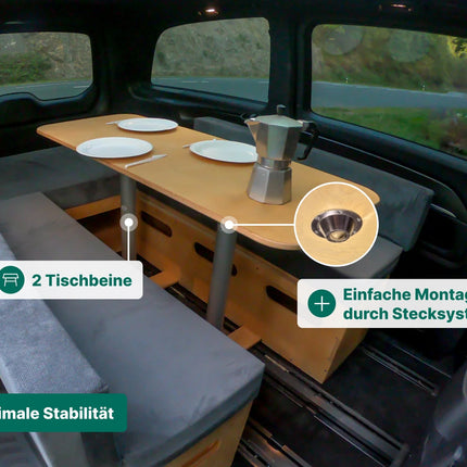 Moonbox Campingbox mit Tisch Van/Bus 124cm Natur Moonbox