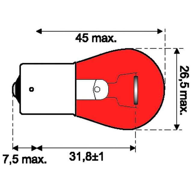 Jahn Glühlampe Ba15s 12V 21W 1321Rot