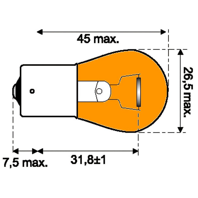 Glühlampe 12V 21W gelb BA15s 142A