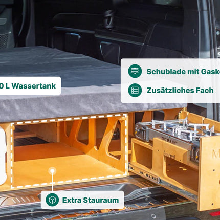 Moonbox Campingbox mit Tisch Van/Bus 119cm Natur Moonbox