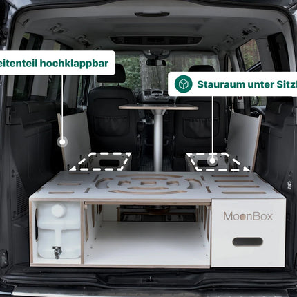 Moonbox Campingbox mit Tisch Van/Bus 119cm Weiß Moonbox