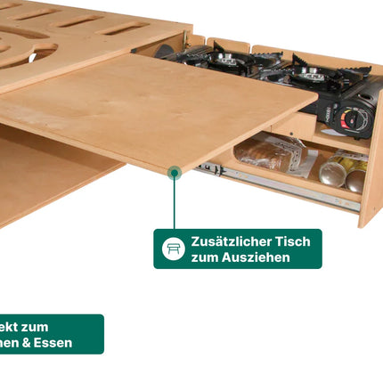 Moonbox Campingbox mit Tisch Van/Bus 115cm Natur Moonbox
