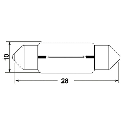 2 Soffittenlampen 12V/10W, 11 x 28mm SB1735