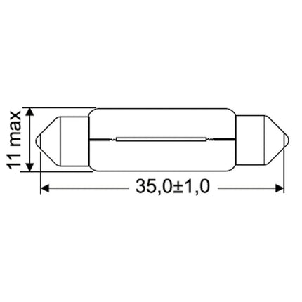 2 Soffittenlampen 12V/5W, 11 x 36mm SB1711