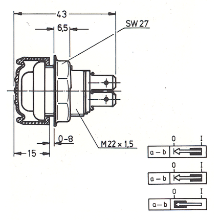 Merit Drucktaster m. Gummikappe