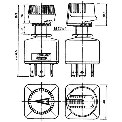Merit Drehschalter, Symbol 0-1-2 - 1 - Stück Pneutron