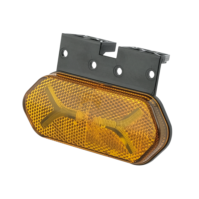 Aspöck Flatpoint IV gelb 12/24 V, AMP Superseal 2 pol. männlich, gelbe Lichtscheibe Halterung Rückseite - 317444021 - 1 - Stück Aspöck
