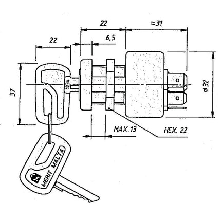 Merit Zündschalter Steckanschluss