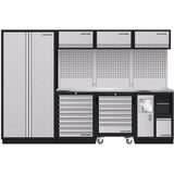 4-Element-Schrankw. mit Lochwand Inox 3964DIX