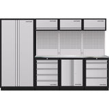 4-Element-Schrankw. mit Lochwand Inox 3964GIX