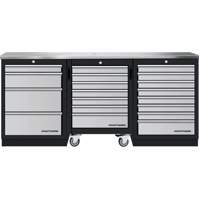 Mobilio 3er Kombi mit Werkstattwagen, inox, 3 Schublade 3964K-4R8IX - Hischier Auto AG