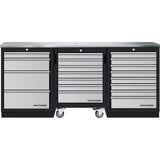 Mobilio 3er Kombi mit Werkstattwagen, inox, 3 Schublade 3964K-4R8IX