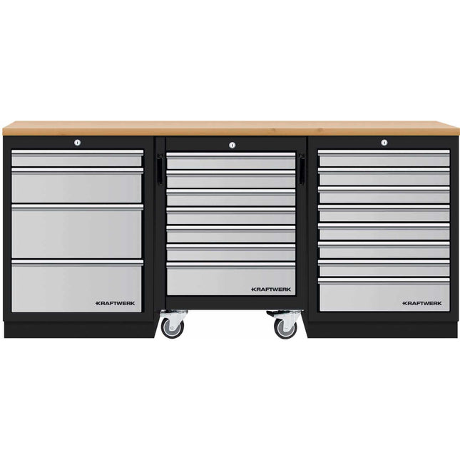 Mobilio 3er Kombi mit Werkstattwagen, Buche, 3 Schubladen 3964K-4R8 - Hischier Auto AG