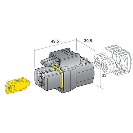 Steckgehäuse 2-pol. wassergesch. 6-16mm2