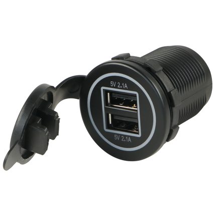 Einbausteckdose mit Deckel - 2 x USB-A