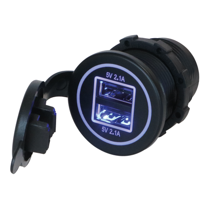 Einbausteckdose mit Deckel - 2 x USB-A