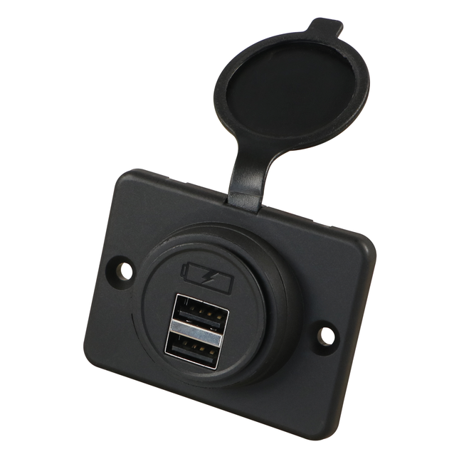 Einbausteckdose mit flacher Montageplatte - 2 x USB-A 50181