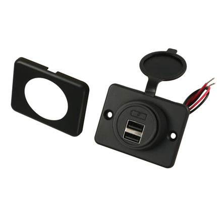 Aufbausteckdose mit flacher Montageplatte - 2 x USB-A