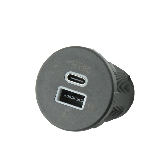 Einbausteckdose Power 45 W, Gummideckel - 1x USB-A und 1x USB-C 50195 - Hischier Auto AG
