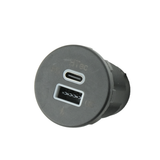 Einbausteckdose Power 45 W, Gummideckel - 1x USB-A und 1x USB-C 50195