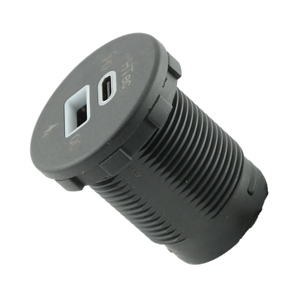 Einbausteckdose Power 45 W mit Deckel - 1 x USB-A / 1 x USB-C Hischier Auto AG