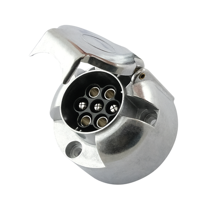 Anhängersteckdose 7-pol Alu, rund, Steckanschl.