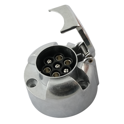 Anhängersteckdose 7-pol Alu, rund, Steckanschl.