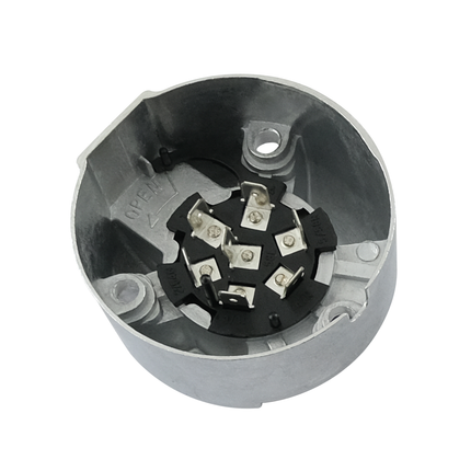 Anhängersteckdose 7-pol Alu, rund, Steckanschl.