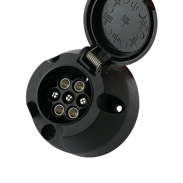 Anhängersteckdose 7-pol. Kunststoff, rund
