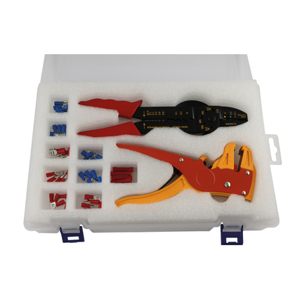 Kabelschuh-Sortiment mit 2 Zangen