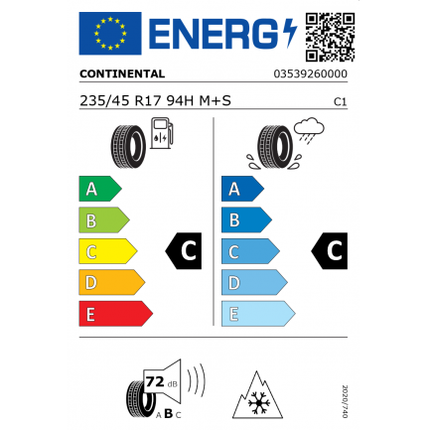 *CONTINENTAL  235/45 R17 94H M+S WINTER CONTACT TS 850 P AUSLAUF