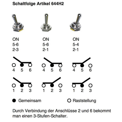 Kippschalter Metallhebel HD 15A on-on-on