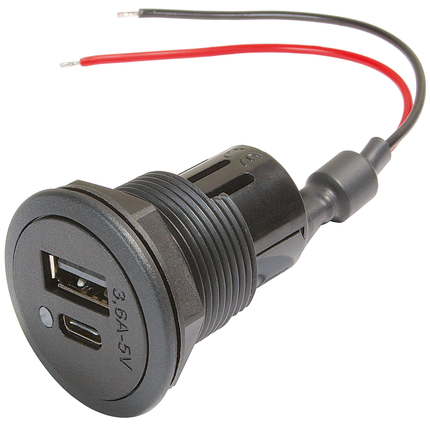 Einbausteckdose - 1 x USB-A / 1 x USB-C