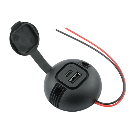 Aufbausteckdose rund - 1 x USB-A / 1 x USB-C