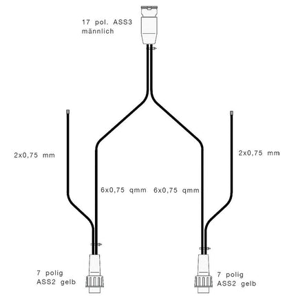 Verteilerleitung Hinten ASS3 zu 2x7Pol-ASS2+2xDC-Flachkabel