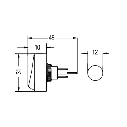 Hella - Kippschalter mit grüner LED Beleuchtung 12 V