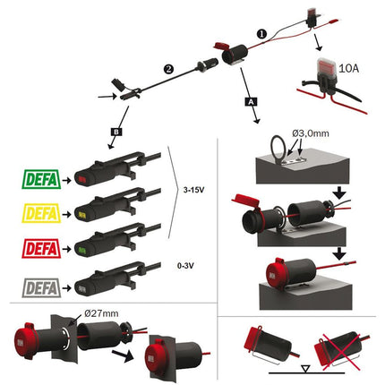 DEFA - Batterieladekabel-Set mit Statusanzeige 12 V - 1 - Stück DEFA