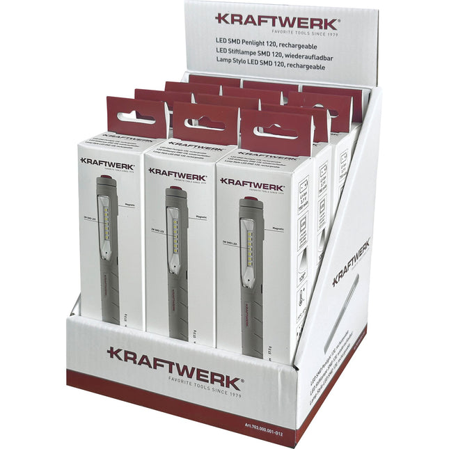 Display mit 12x LED Stiftlampe SMD 120, wiederaufladbar 703.000.001-D12 - Hischier Auto AG