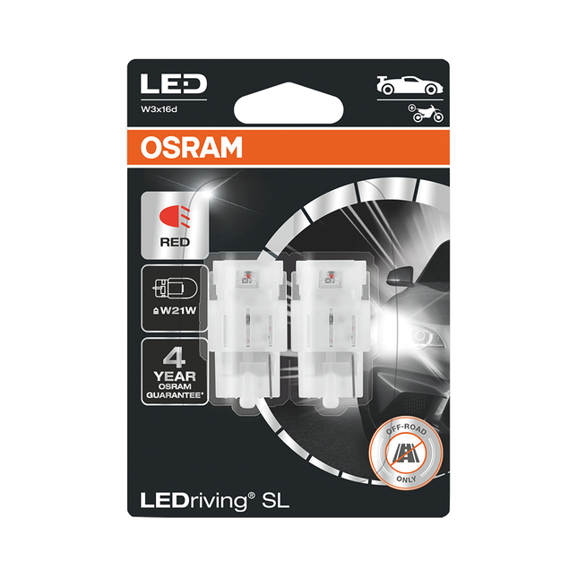 OSRAM - 2 x LED-Lampe W3x16d 12 V Red