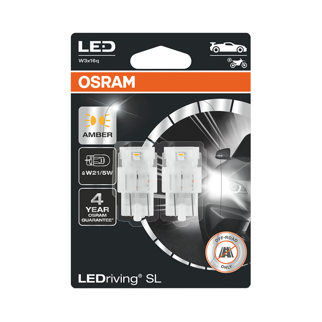 OSRAM - 2 x LED-Lampe W3x16q 12 V gelb